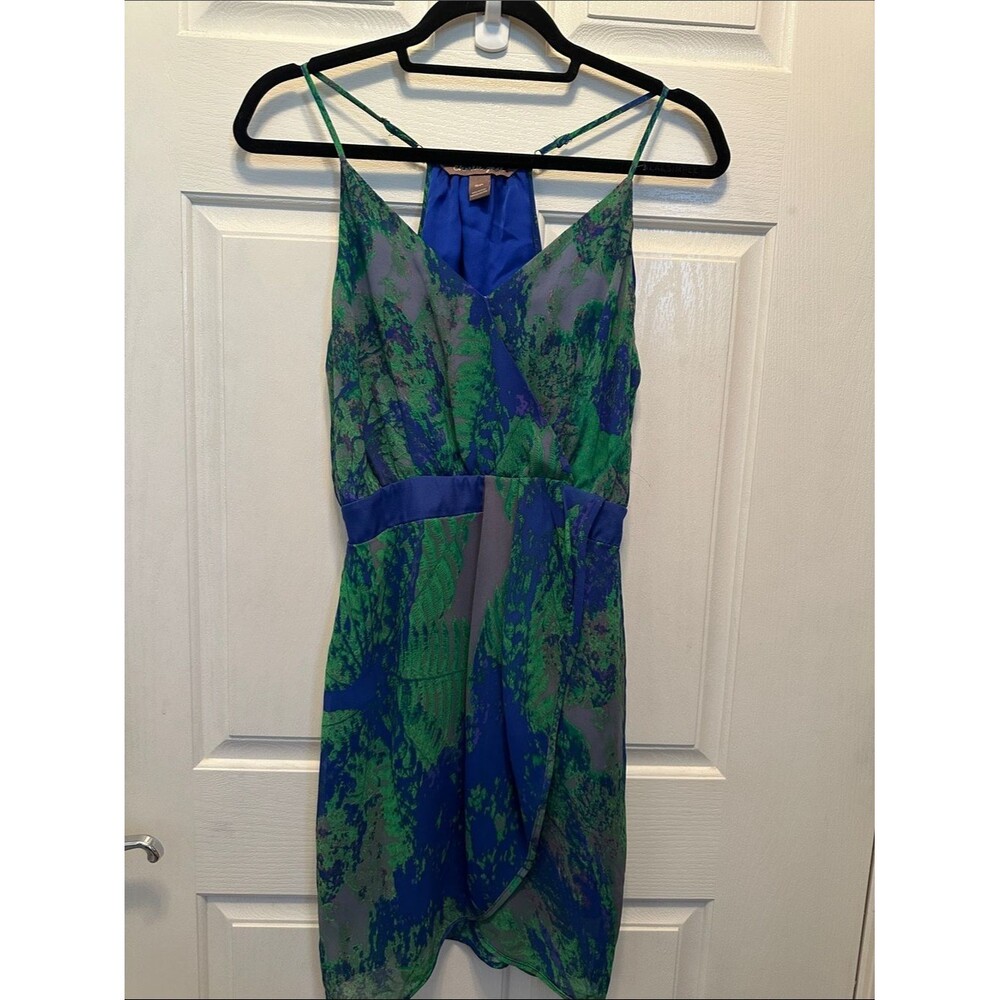 charlie jade Blue and Green Spaghetti Strap Mini Dress Lightweight Size Small